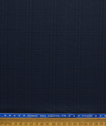 Raymond Men's Polyester Viscose  Checks  Unstitched Suiting Fabric (Dark Blue)