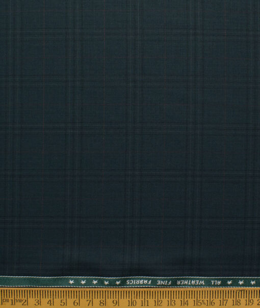 Raymond Men's Polyester Viscose  Checks  Unstitched Suiting Fabric (Dark Sea Green)