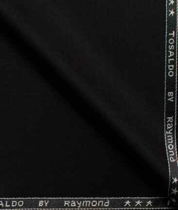 Raymond Men's Terry Rayon  Solids  Unstitched Suiting Fabric (Jet Black)