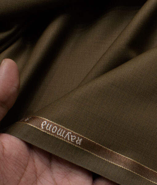 Raymond Men's Polyester Viscose  Self Design  Unstitched Suiting Fabric (Brown)
