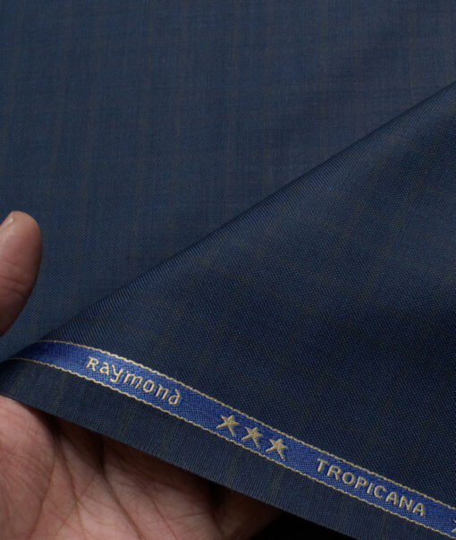 Raymond Men's Polyester Viscose  Checks  Unstitched Suiting Fabric (Dark Royal Blue)
