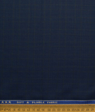Raymond Men's Polyester Viscose  Checks  Unstitched Suiting Fabric (Dark Royal Blue)