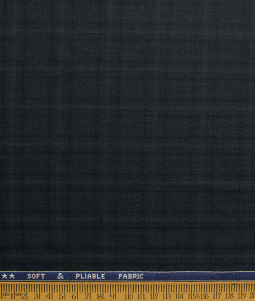 Raymond Men's Polyester Viscose  Checks  Unstitched Suiting Fabric (Dark Grey)