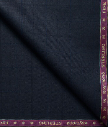 Raymond Men's Polyester Viscose  Checks  Unstitched Suiting Fabric (Dark Navy Blue)