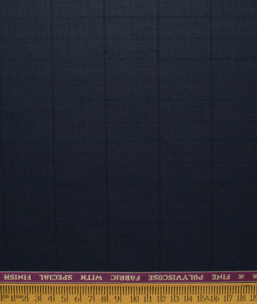 Raymond Men's Polyester Viscose  Checks  Unstitched Suiting Fabric (Dark Navy Blue)