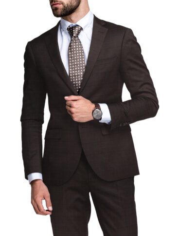 Raymond Men's Polyester Viscose  Checks  Unstitched Suiting Fabric (Dark Brown)