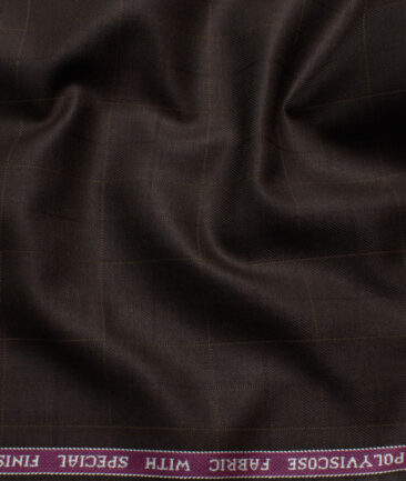 Raymond Men's Polyester Viscose  Checks  Unstitched Suiting Fabric (Dark Brown)