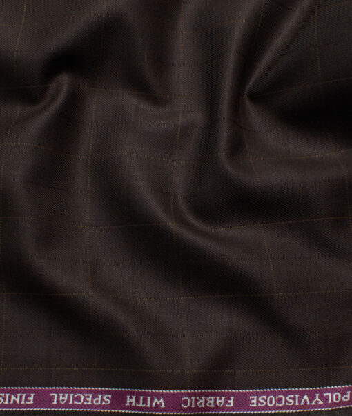 Raymond Men's Polyester Viscose  Checks  Unstitched Suiting Fabric (Dark Brown)