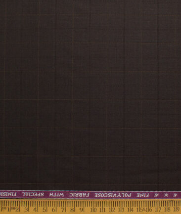 Raymond Men's Polyester Viscose  Checks  Unstitched Suiting Fabric (Dark Brown)