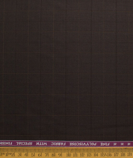 Raymond Men's Polyester Viscose  Checks  Unstitched Suiting Fabric (Dark Brown)
