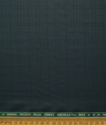 Raymond Men's Polyester Viscose  Checks  Unstitched Suiting Fabric (Dark Sea Green)