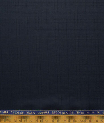 Raymond Men's Polyester Viscose  Checks  Unstitched Suiting Fabric (Dark Blue)