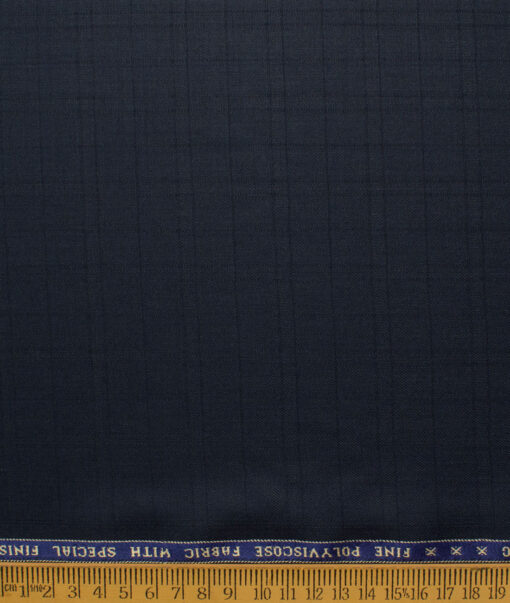 Raymond Men's Polyester Viscose  Checks  Unstitched Suiting Fabric (Dark Blue)