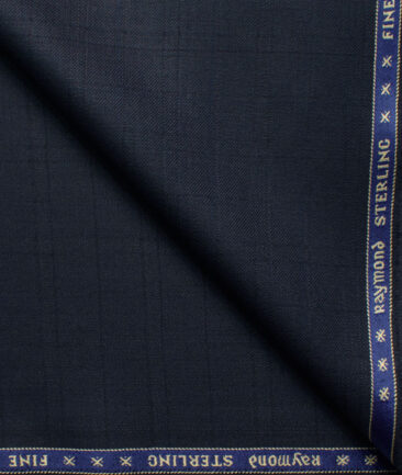 Raymond Men's Polyester Viscose  Checks  Unstitched Suiting Fabric (Dark Blue)
