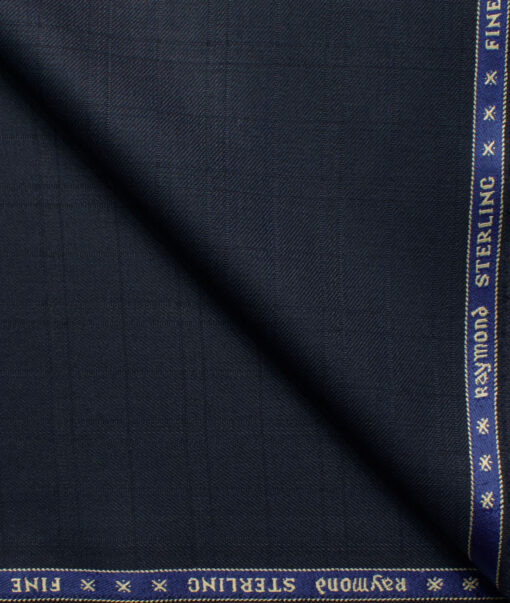 Raymond Men's Polyester Viscose  Checks  Unstitched Suiting Fabric (Dark Blue)