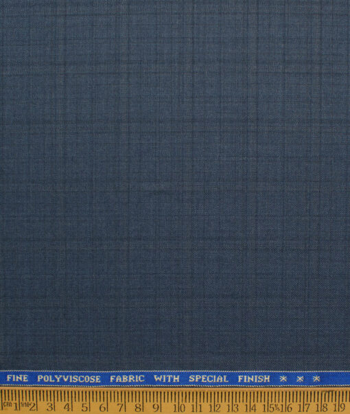 Raymond Men's Polyester Viscose  Checks  Unstitched Suiting Fabric (Blueish Grey)