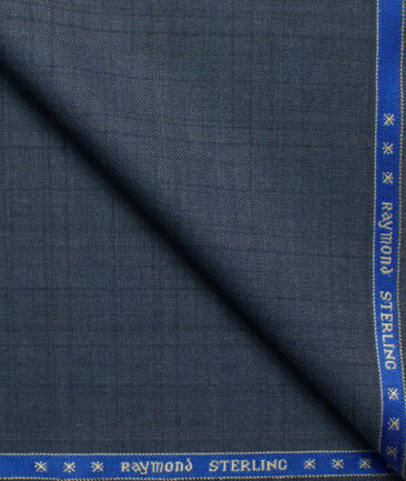 Raymond Men's Polyester Viscose  Checks  Unstitched Suiting Fabric (Blueish Grey)