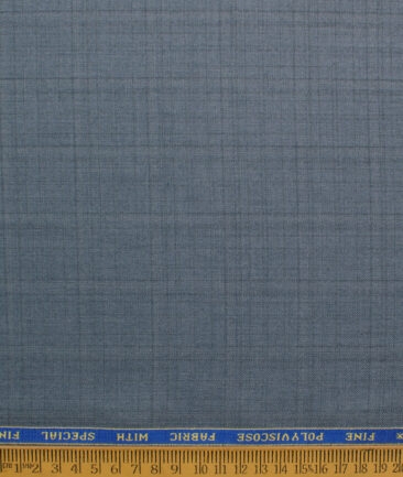 Raymond Men's Polyester Viscose  Checks  Unstitched Suiting Fabric (Greyish Blue)