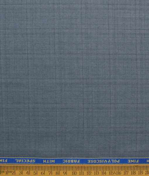 Raymond Men's Polyester Viscose  Checks  Unstitched Suiting Fabric (Greyish Blue)