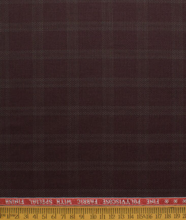 Raymond Men's Polyester Viscose  Checks  Unstitched Suiting Fabric (Wine)