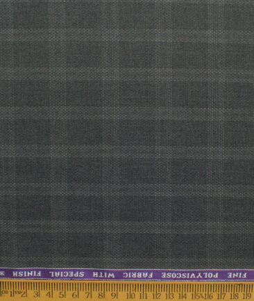 Raymond Men's Polyester Viscose  Checks  Unstitched Suiting Fabric (Dark Grey)