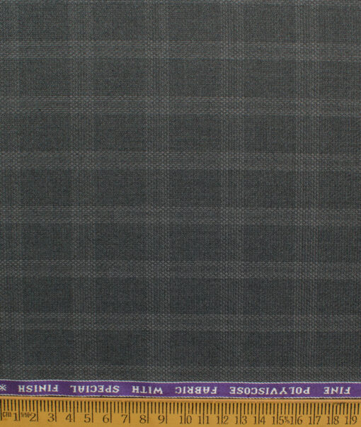 Raymond Men's Polyester Viscose  Checks  Unstitched Suiting Fabric (Dark Grey)