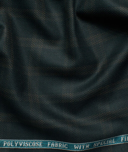 Raymond Men's Polyester Viscose  Checks  Unstitched Suiting Fabric (Dark Sea Green)