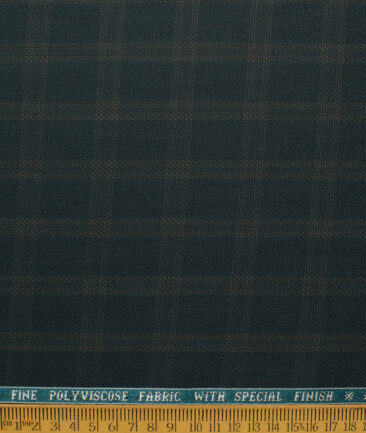 Raymond Men's Polyester Viscose  Checks  Unstitched Suiting Fabric (Dark Sea Green)