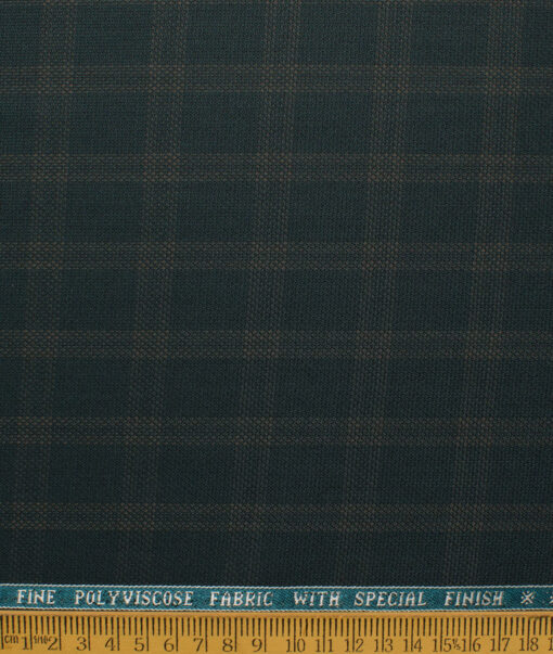 Raymond Men's Polyester Viscose  Checks  Unstitched Suiting Fabric (Dark Sea Green)