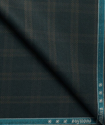 Raymond Men's Polyester Viscose  Checks  Unstitched Suiting Fabric (Dark Sea Green)