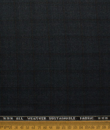 Raymond Men's 20% Wool  Checks  Unstitched Suiting Fabric (Blackish Grey)