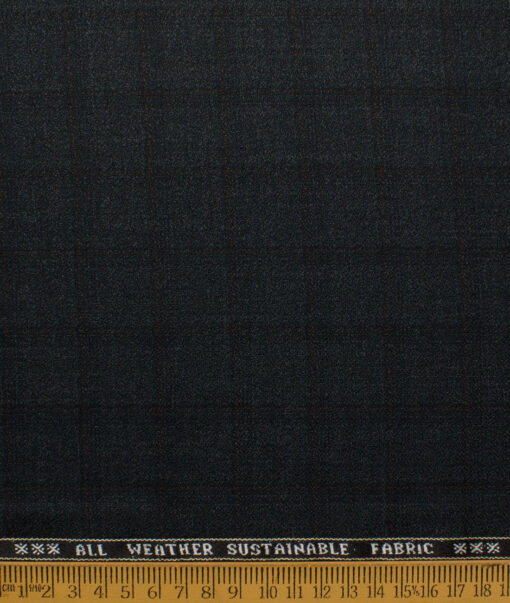 Raymond Men's 20% Wool  Checks  Unstitched Suiting Fabric (Blackish Grey)