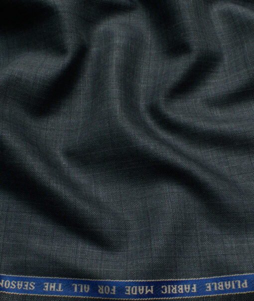 Raymond Men's 18% Wool  Checks  Unstitched Suiting Fabric (Grey)