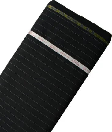 Cavalero Men's 60% Wool Super 120's Striped  Unstitched Suiting Fabric (Black) - Image 6