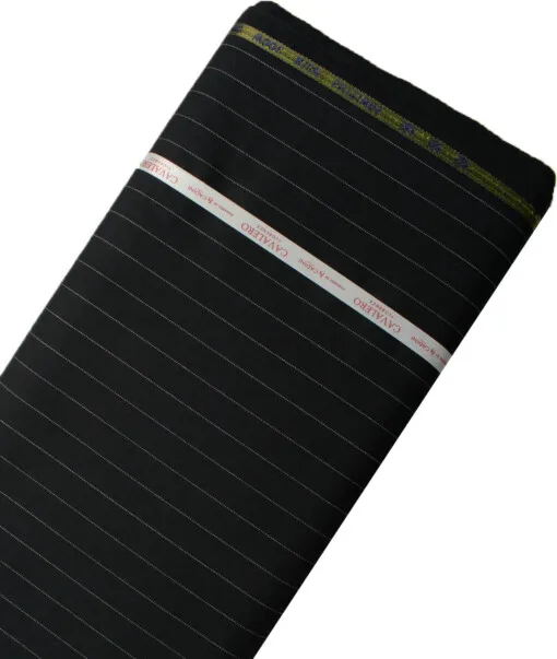Cavalero Men's 60% Wool Super 120's Striped  Unstitched Suiting Fabric (Black) - Image 6