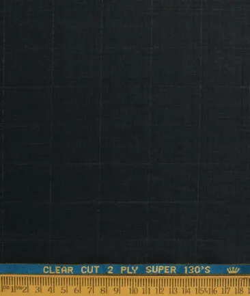John Cavendish Men's 50% Wool Super 130's Checks  Unstitched Suiting Fabric (Blackish Grey)