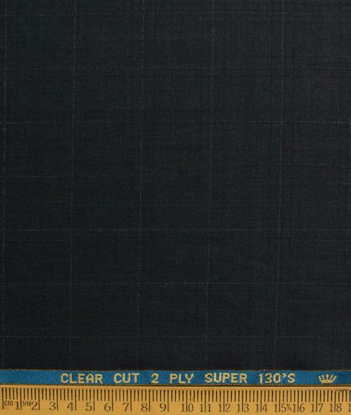 John Cavendish Men's 50% Wool Super 130's Checks  Unstitched Suiting Fabric (Blackish Grey)