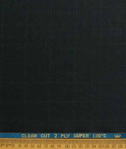 John Cavendish Men's 50% Wool Super 130's Checks  Unstitched Suiting Fabric (Blackish Grey)