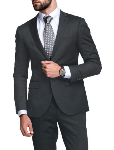J.Hampstead Men's 20% Wool Super 100's Solids  Unstitched Suiting Fabric (Smoke Grey)