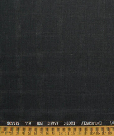 J.Hampstead Italy Men's 20% Wool Super 100's Checks  Unstitched Suiting Fabric (Blackish Grey) - Image 6