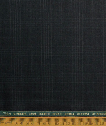 Raymond Men's 100% Wool Super 100's Checks  Unstitched Suiting Fabric (Dark Grey)
