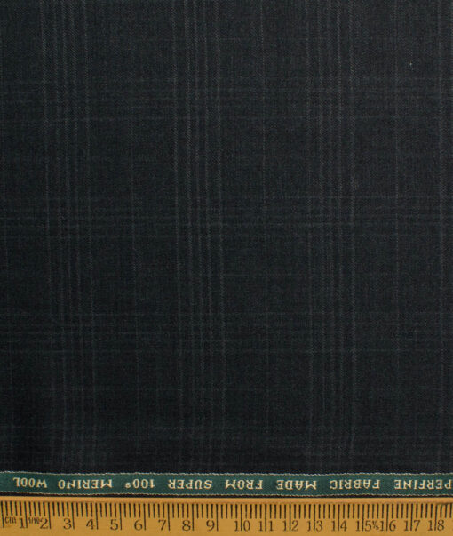 Raymond Men's 100% Wool Super 100's Checks  Unstitched Suiting Fabric (Dark Grey)