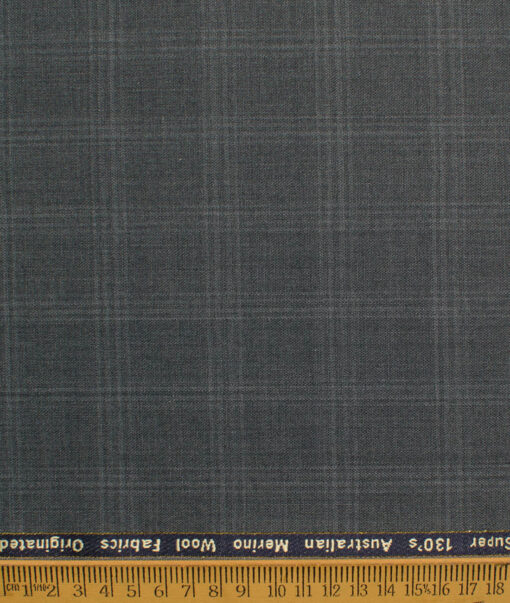 Zaccari Men's 45% Wool Super 130's Checks  Unstitched Suiting Fabric (Dark Grey)