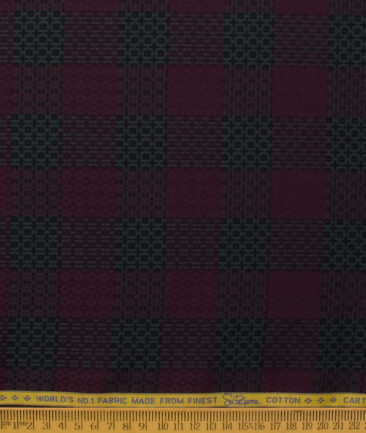 Luthai Men's Supima Cotton Checks  Unstitched Shirting Fabric (Wine & Black)