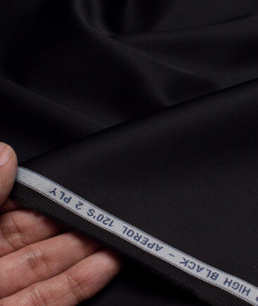 Luthai Men's 2 Ply 120's Supima Cotton Solids  Unstitched Shirting Fabric (Jet Black) - Image 2