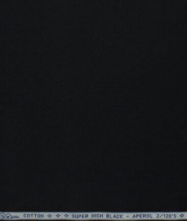 Luthai Men's 2/120's Supima Cotton Solids  Unstitched Shirting Fabric (Jet Black)