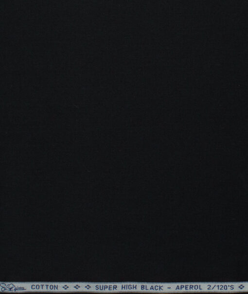 Luthai Men's 2/120's Supima Cotton Solids  Unstitched Shirting Fabric (Jet Black)