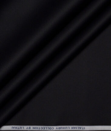 Luthai Men's 2 Ply 120's Supima Cotton Solids  Unstitched Shirting Fabric (Jet Black)