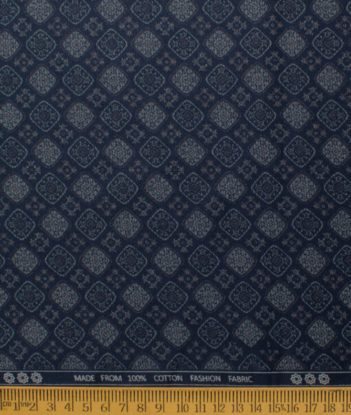 Montivora Men's Pure Cotton Printed  Unstitched Shirting Fabric (Dark Blue)