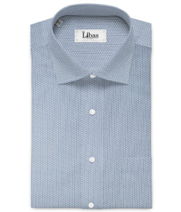 Montivora Men's Pure Cotton Printed  Unstitched Shirting Fabric (White & Royal Blue)